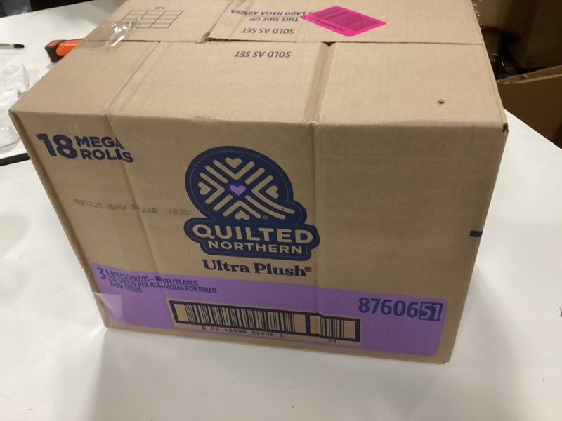 Condition photo showing New/Like New for Quilted Northern Ultra Plush Toilet Paper, 18 Mega Rolls = 72 Regular Rolls, 3X Thicker*, 3 Ply Soft Toilet Tissue 18 Mega Rolls (Pack of 1)