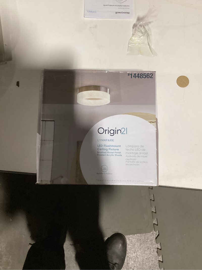 Condition photo showing As Is for Bonham 8 in. Brushed Nickel Flush Mount with Integrated LED Selectable 4CCT 2700K-3000K-3500K-4000K