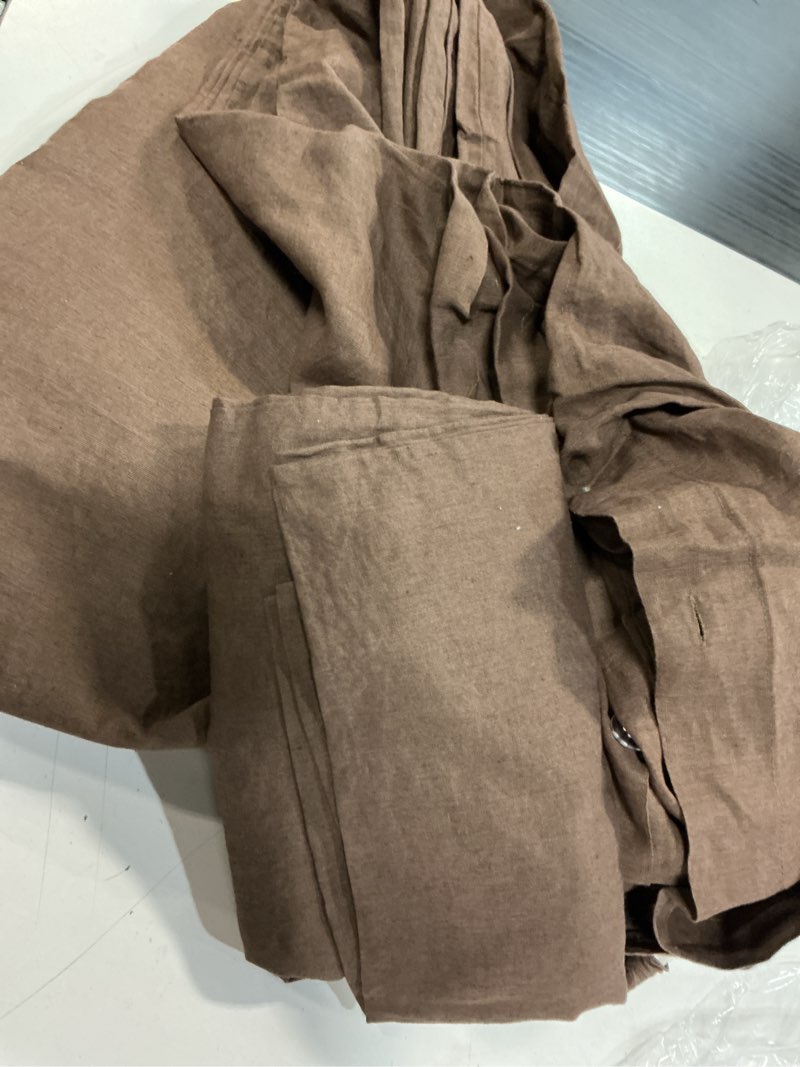 Condition photo showing As Is for everly 100% pure linen duvet cover set queen size 90x90inch 3pcs (1 duvet cover,2 pillowcases) soft and breathable for all season with coconut button closure, suitable for hot sleepers-chocolate chocolate queen