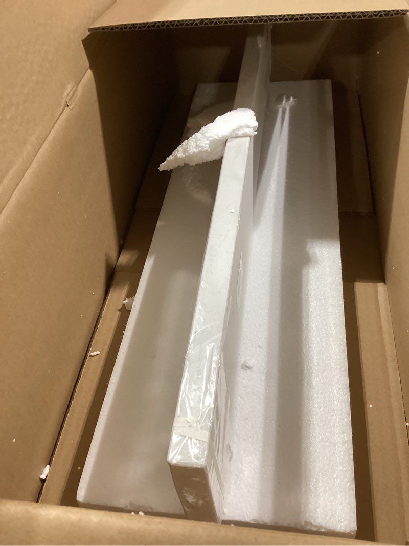 Condition photo showing As Is for eqloo 21 in. w x 4 in. h engineered stone sidesplash for bathroom vanity sink top in carrara white carrara white 21"x4" sidesplash