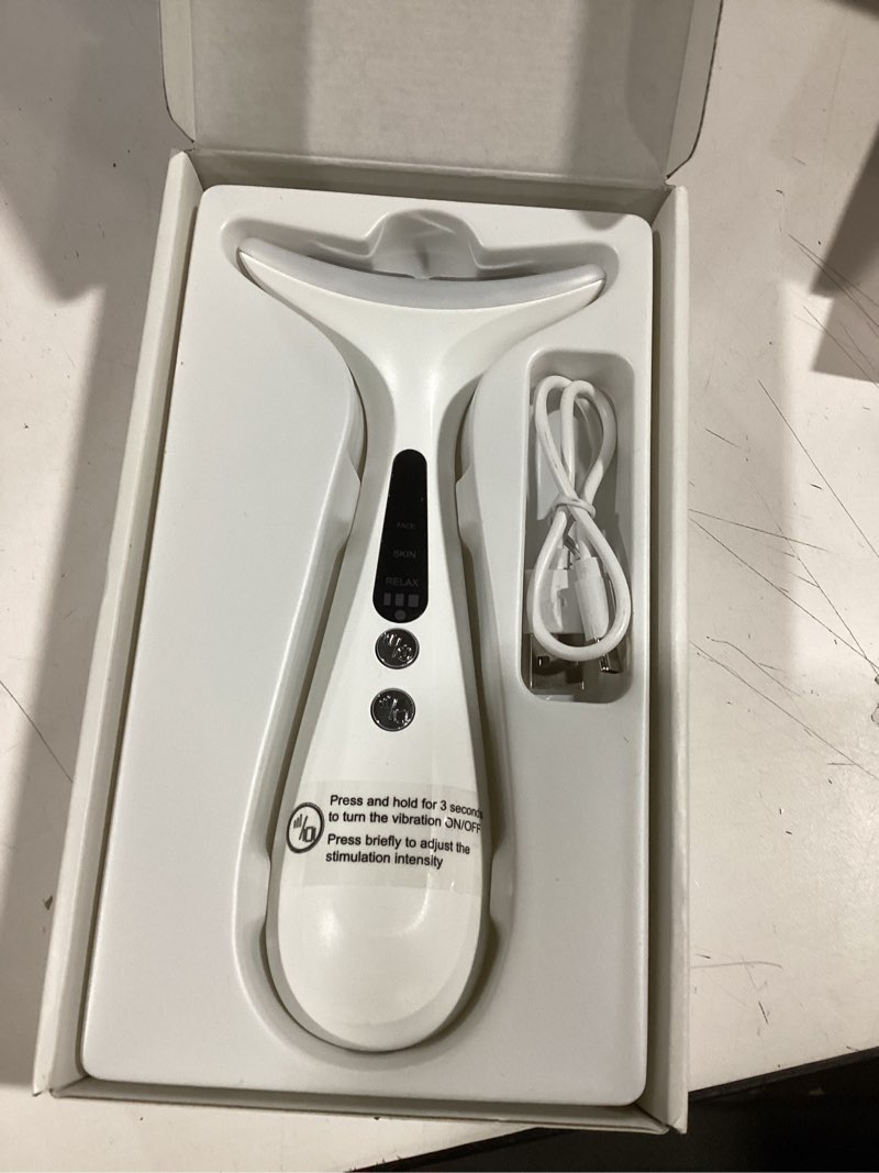 Condition photo showing Good Condition for Facial and Neck Massager for Face, Neck - Skin Lifting & Firming - Wrinkle & Dark Circle Reducer - at Home Skin Care Face Sculpting Tool and Neck Massager-Milky White Single Head Milky White-single Head