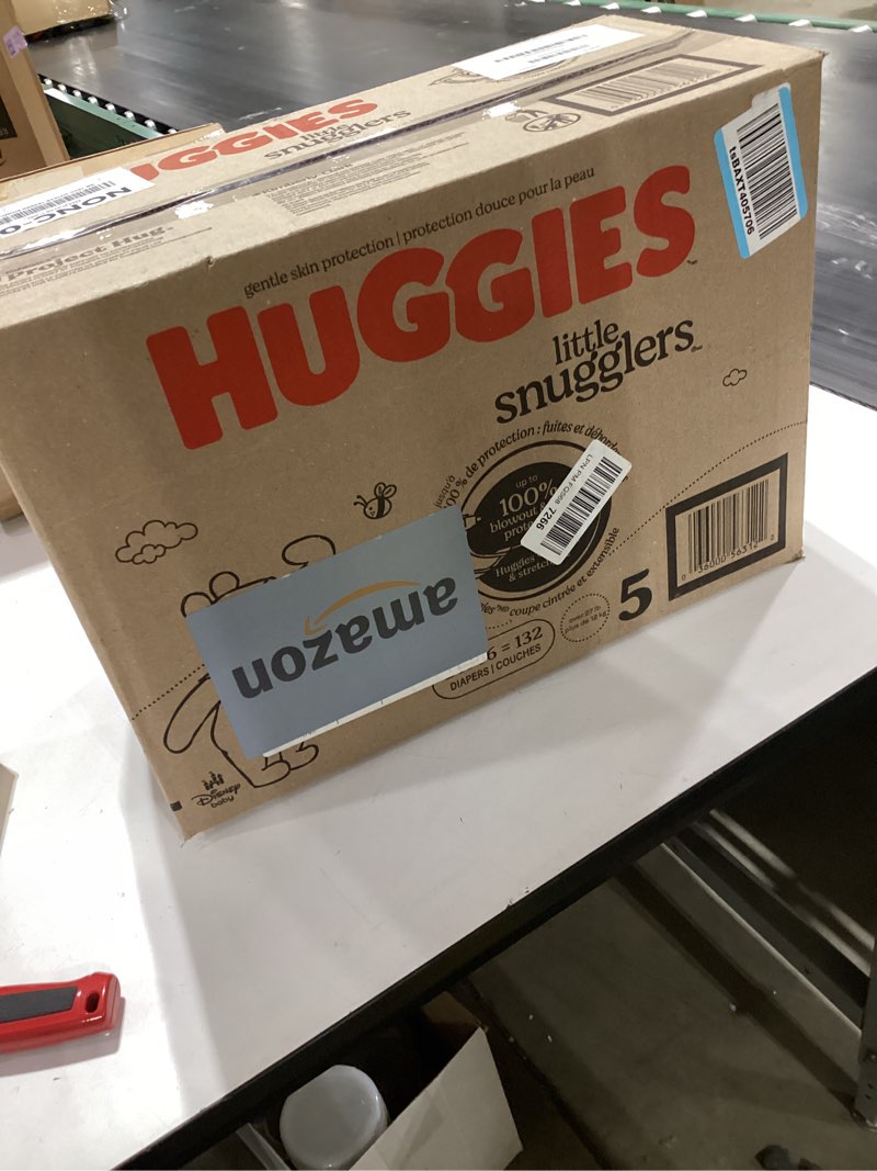 Condition photo showing New/Like New for Huggies Size 5 Diapers, Little Snugglers Baby Diapers, Size 5 (27+ lbs), 132 Count (2 Packs of 66), Packaging May Vary