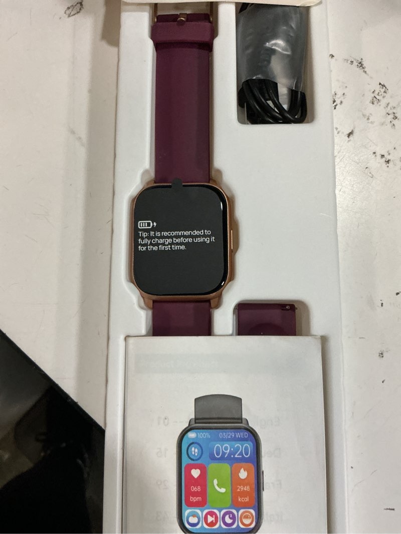 Condition photo showing New/Like New for ruimen smart watches for men women (answer/make calls, 2 bands included), 1.8" smartwatch for ios/android phones, fitness tracker heart rate/sleep monitor digital watch waterproof purple
