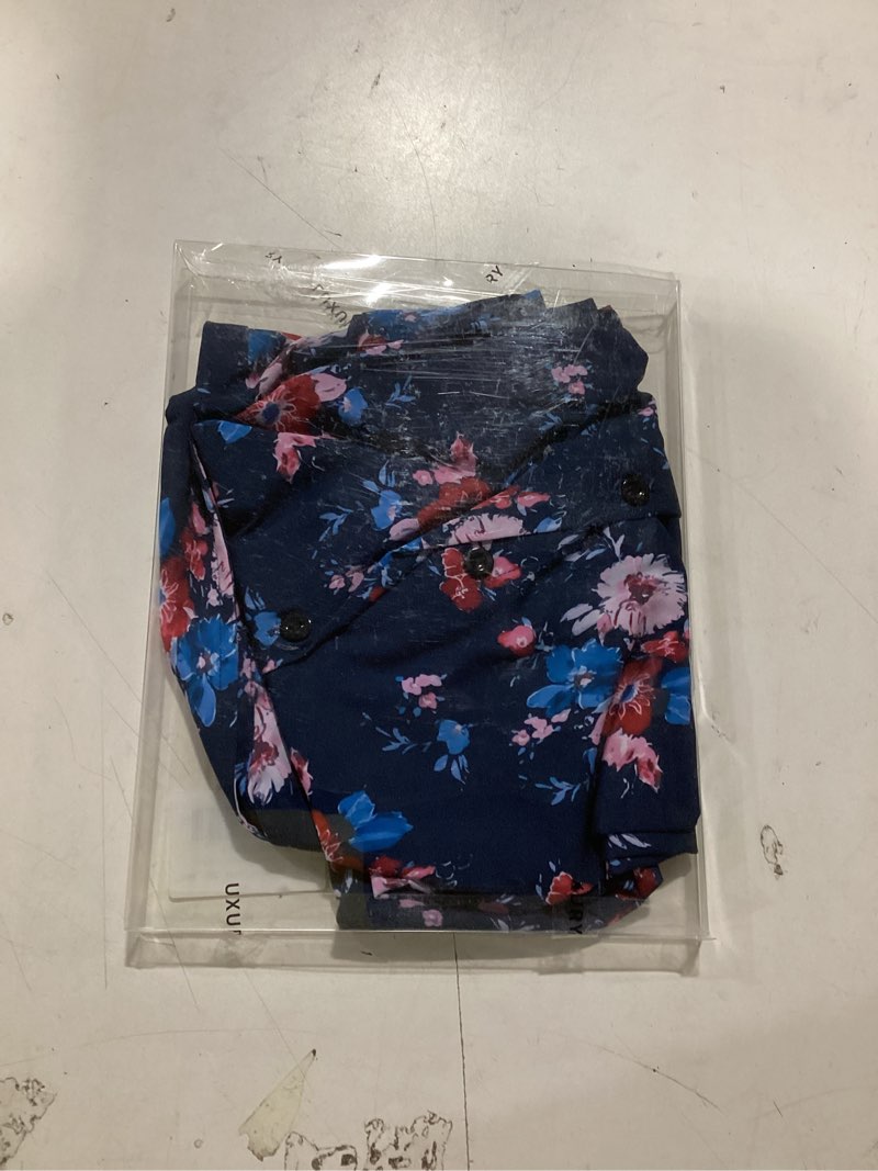 Condition photo showing Good Condition for siliteelon Womens Short Sleeve Button Down Shirts Summer Blouses Casual Tops Hawaiian Tropical Floral Printed Camp Shirts Medium Dark Blue Pink Flower