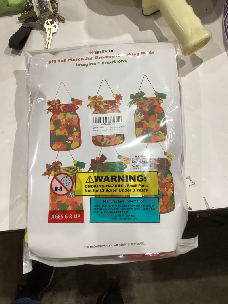 Condition photo showing New/Like New for Winlyn 24 Sets Fall Craft Kits DIY Maple Leaf Pumpkin Mason Jar Ornaments Decorations Art Sets Autumn Foam Stickers Easy Thanksgiving Arts and Crafts for Kids Home Classroom Activities Party Favors