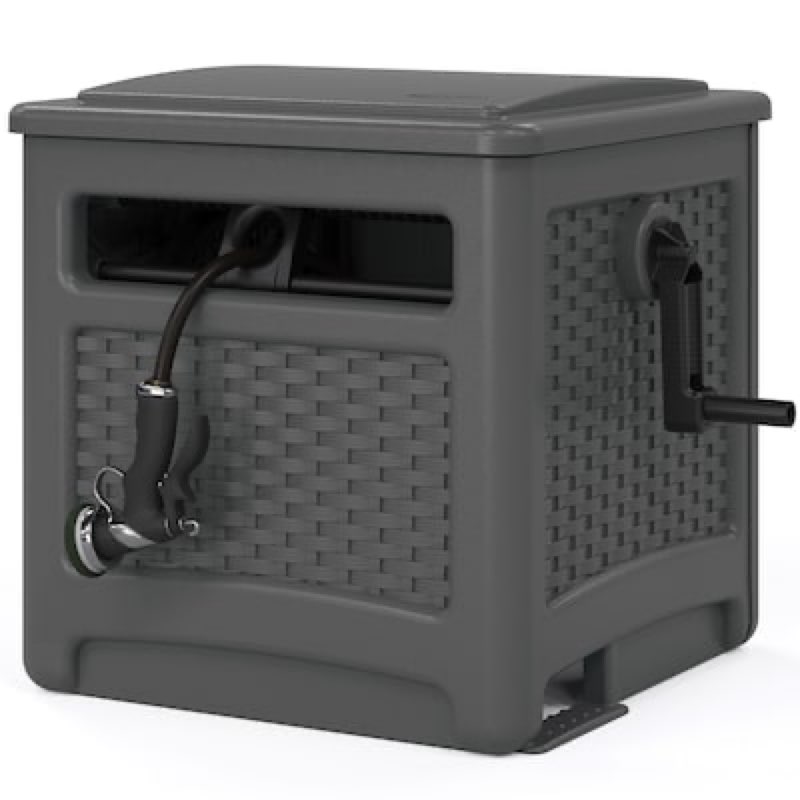 suncast wicker hideaway plastic 225-ft container hose reel