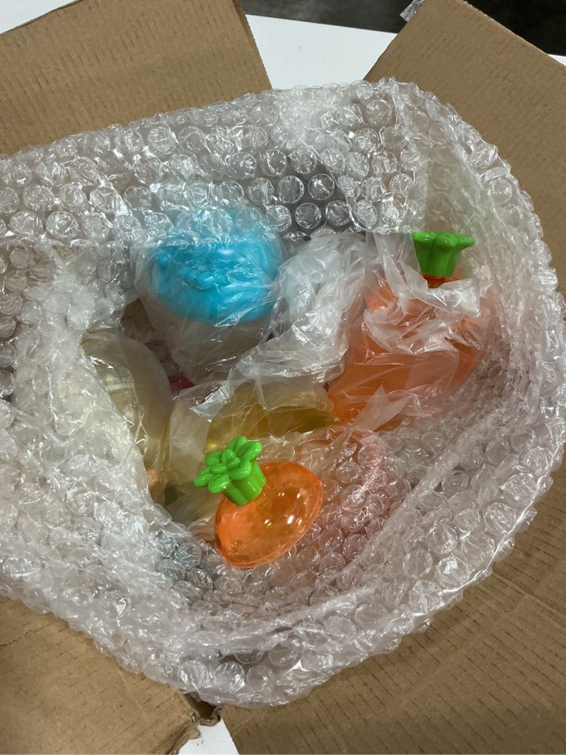 Condition photo showing Good Condition for alaeseje 12 pcs fillable easter eggs containers,plastic carrot bunny chick shaped easter containers,plastic diamond eggs for basket stuffers filler,party favor gifts 12 pack