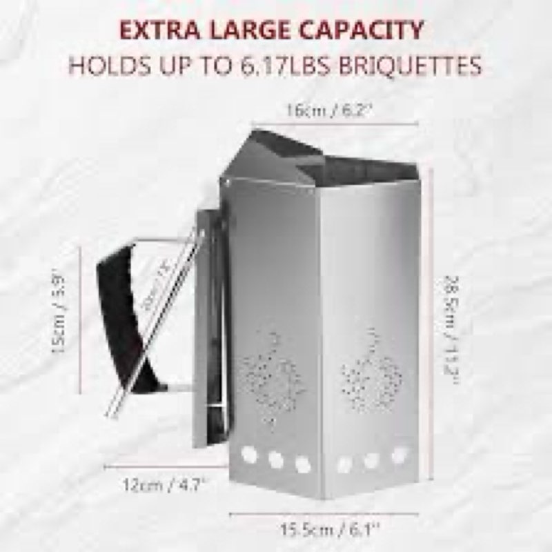 onlyfire Heavy Duty Deluxe BBQ Chimney Starter, Stainless Steel Charcoal Chimney Starter for Charcoa