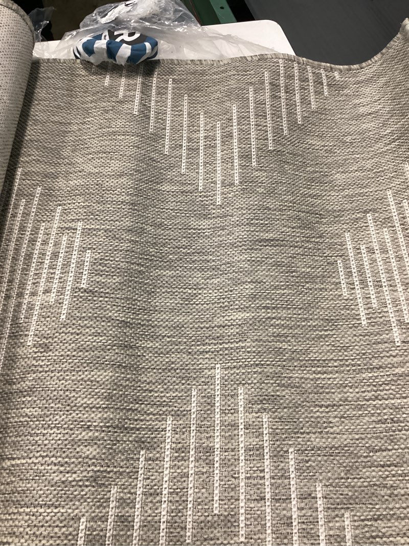 Condition photo showing Good Condition for Unique Loom Kai Collection Area Rug - Warrior (7' Square Gray and Ivory) 7' x 12' (Square) Gray and Ivory