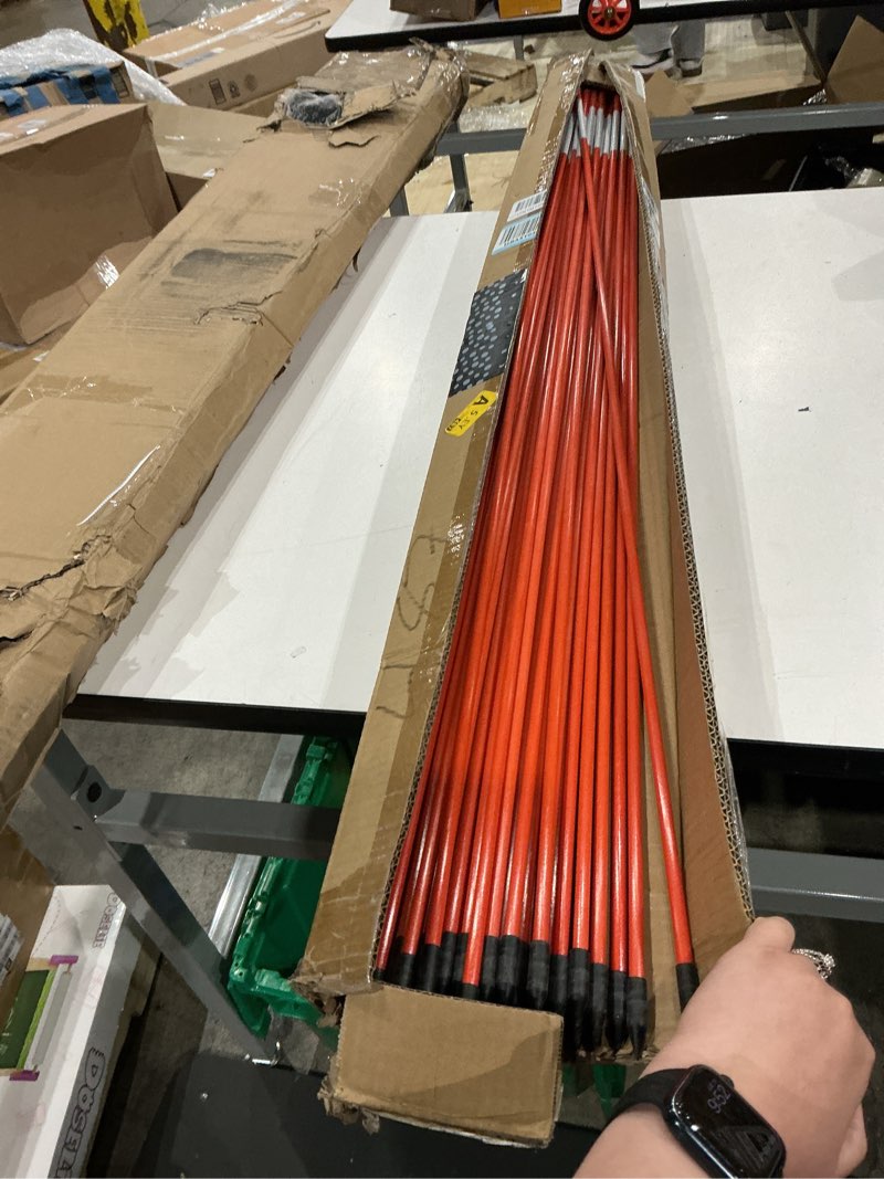 Condition photo showing Good Condition for snow stakes, driveway marker, plow stakes, 5/16" thick x 48" orange fiberglass stakes , 25 pack
