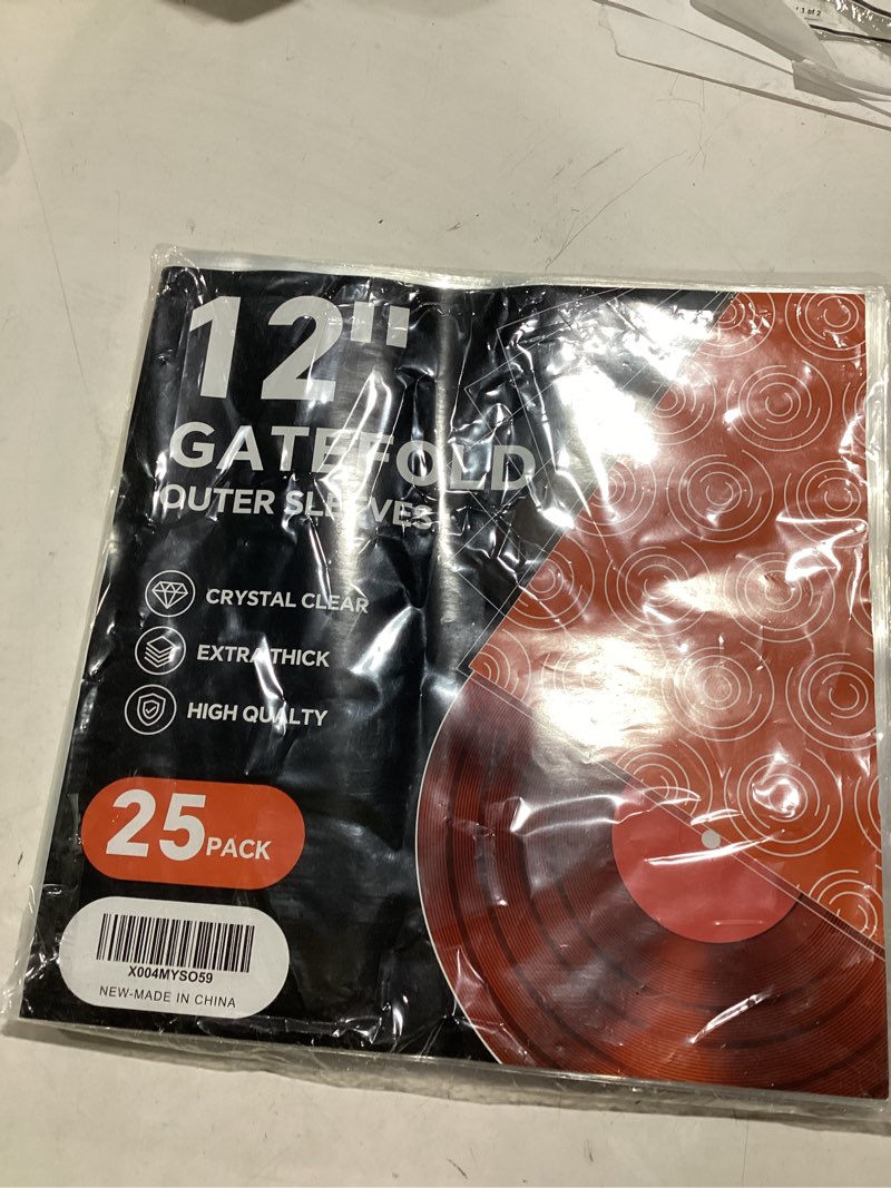 Condition photo showing New/Like New for 25ct Gatefold Vinyl Outer Sleeves - 12 Inch Record Protective Sleeves, Premium Gatefold Sleeves for Album Cover, Vinyl Sleeves for LP Record Storage, Instantly View Artwork, Crystal Clear 4 Mil Thick