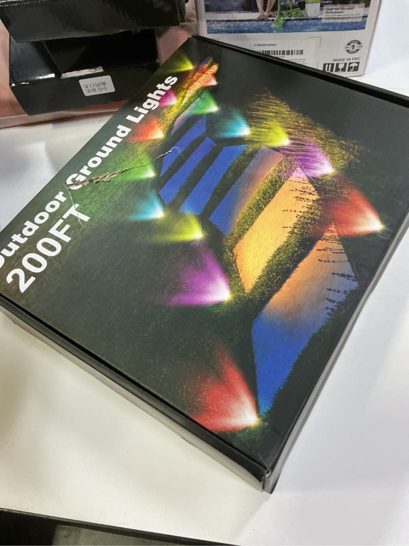 Condition photo showing New/Like New for RGB Outdoor Ground Lights, 200Ft Color Changing Pathway Lights with Remote & App Control, Waterproof Walkway Lighting, Wired for Garden Yard Lawn Patio Best for Holiday Party