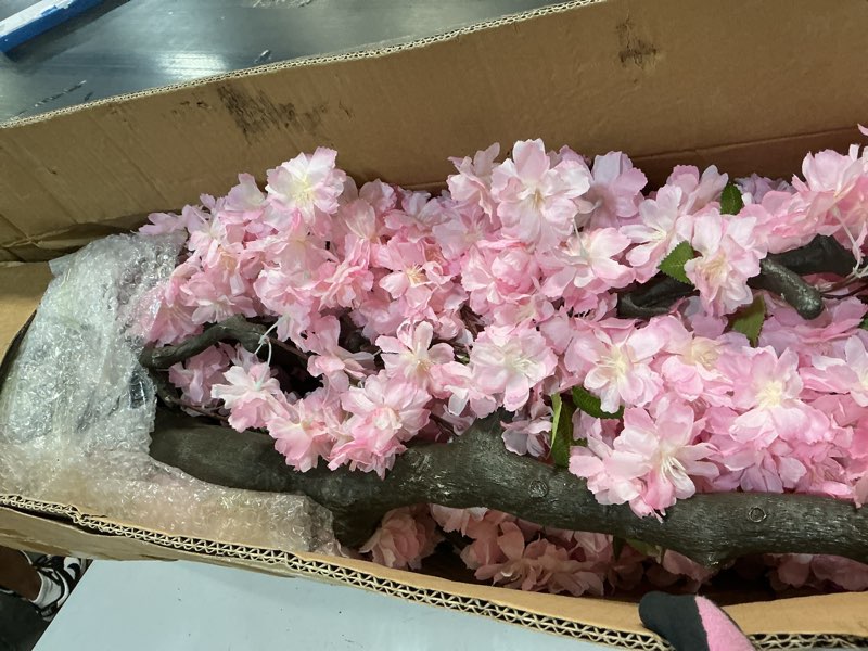 Condition photo showing Good Condition for Cherry Blossom Tree 7ft, Pink Artificial Cherry Tree Fake Pink Tree for Wedding Party Home Living Room Decor 6ft 11in