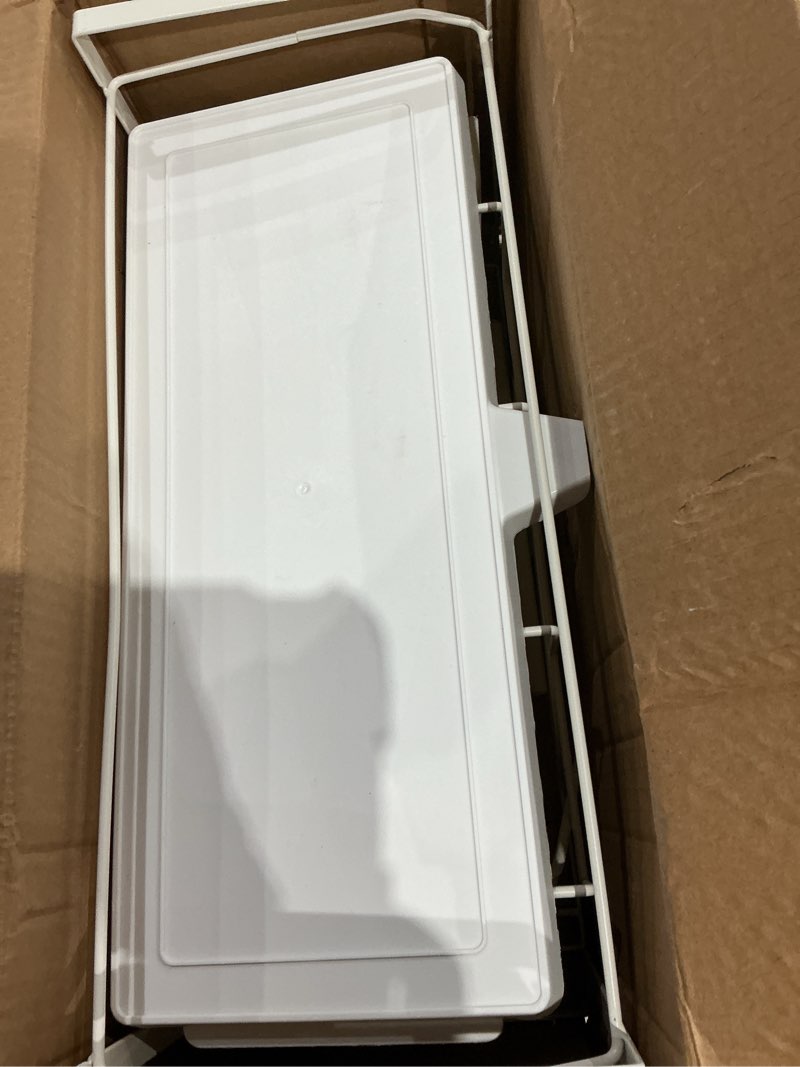 Condition photo showing As Is for narrow dish drying rack for kitchen counter auto drain iron dish drainer with removable cutlery basket, white
