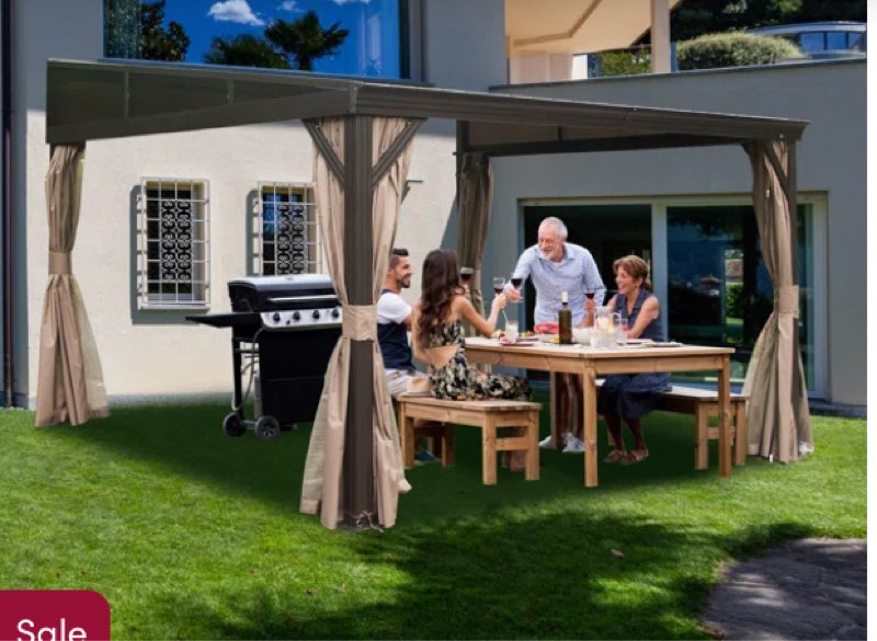 10 FL. W x 10 Ft. D Aluminum Patio Metal Pergola with Adjustable (2. Boxes)