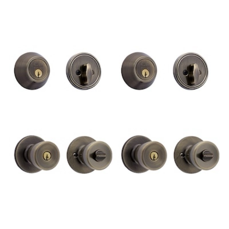 reliabilt gallo antique brass exterior single-cylinder deadbolt and keyed entry door knob 2 -