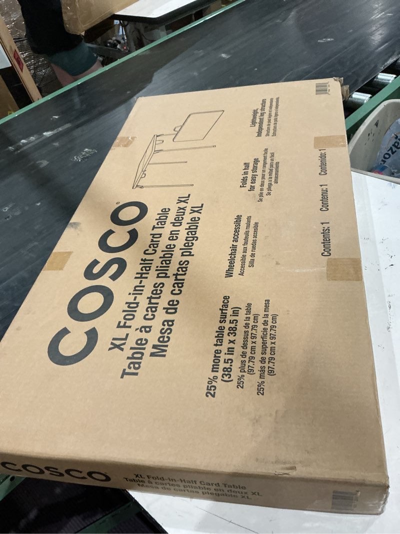 Condition photo showing New/Like New for coscoproducts cosco xl 38.5" fold-in-half card table w/handle, black, indoor & outdoor, wheelchair accessible