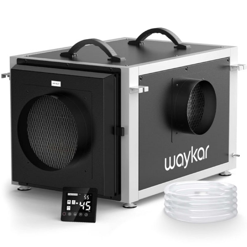 waykar 158 pints crawl space dehumidifier with remote control and pump, dual duct hvac commercial wh