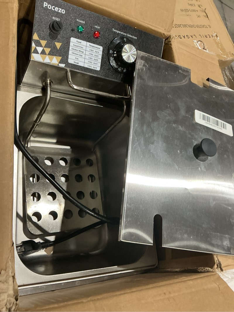 Condition photo showing As Is for electric deep fryer 10l/10.5qt stainless steel single tank commercial fryer with basket, 1700w 110v countertop deep fryer for home kitchen and restaurant use with oil thermometer & temperature control 81