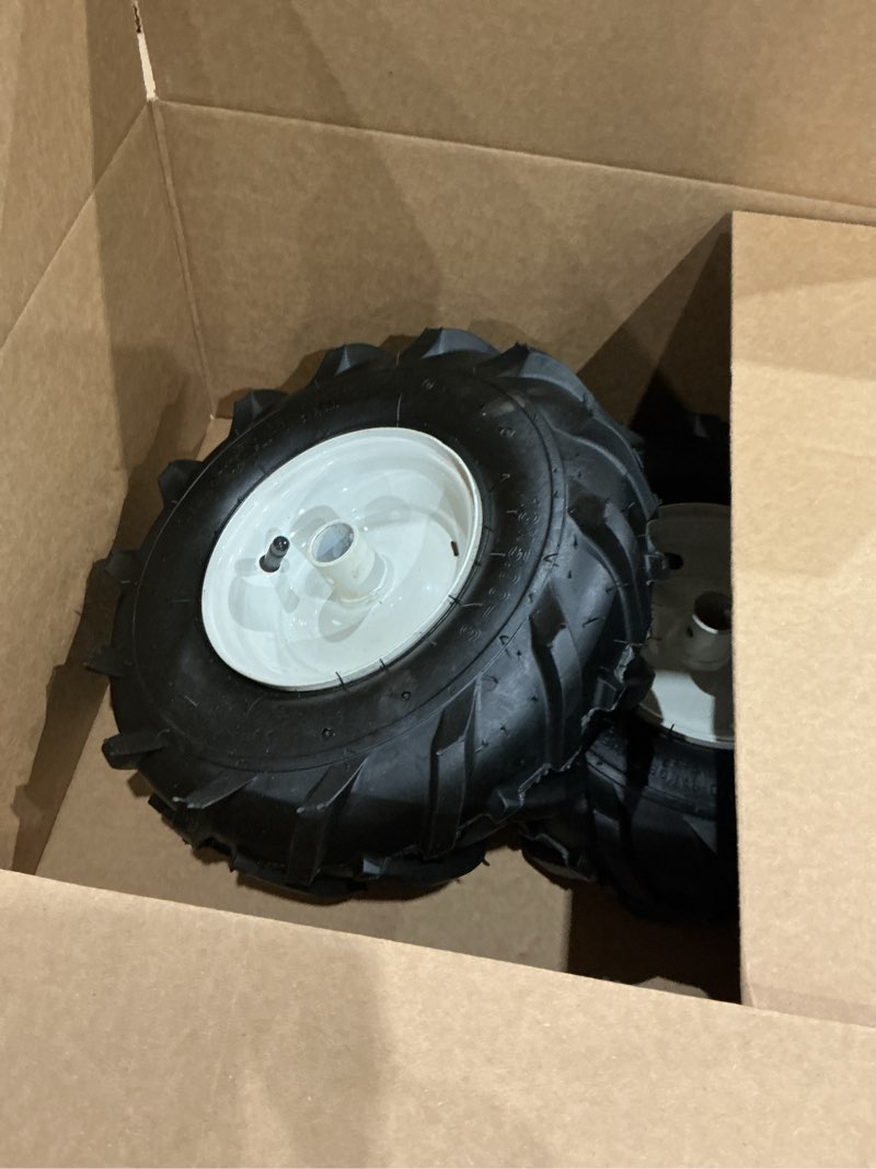 Condition photo showing Good Condition for 13x5.00-6" tiller tires and wheels, (2-pack 1" axle bore, 3-1/8" centered hub) 13x5.00-6" tiller tires replacement for craftsman & troy-bilt garden tractors, tillers & trenchers 13x5.00-6" - 1" axle -2 pack
