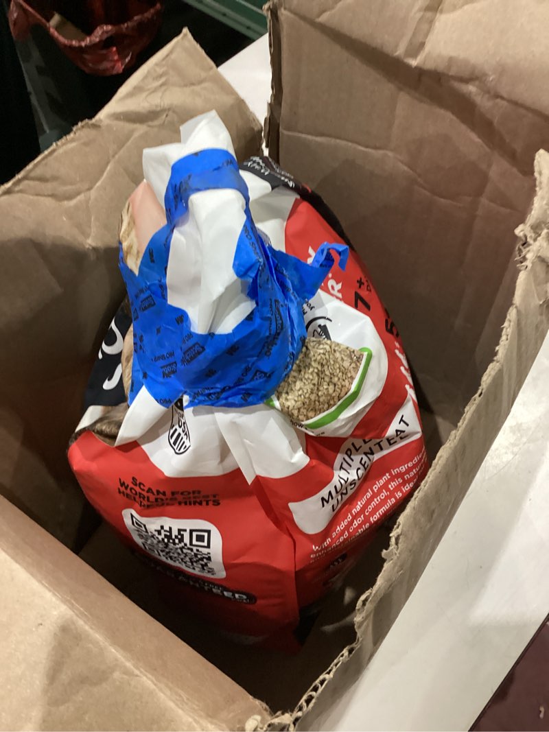 Condition photo showing As Is for world's best cat litter multiple cat unscented, 32-pounds - natural ingredients, quick clumping, flushable, 99% dust free & made in usa - long-lasting odor control & easy scooping