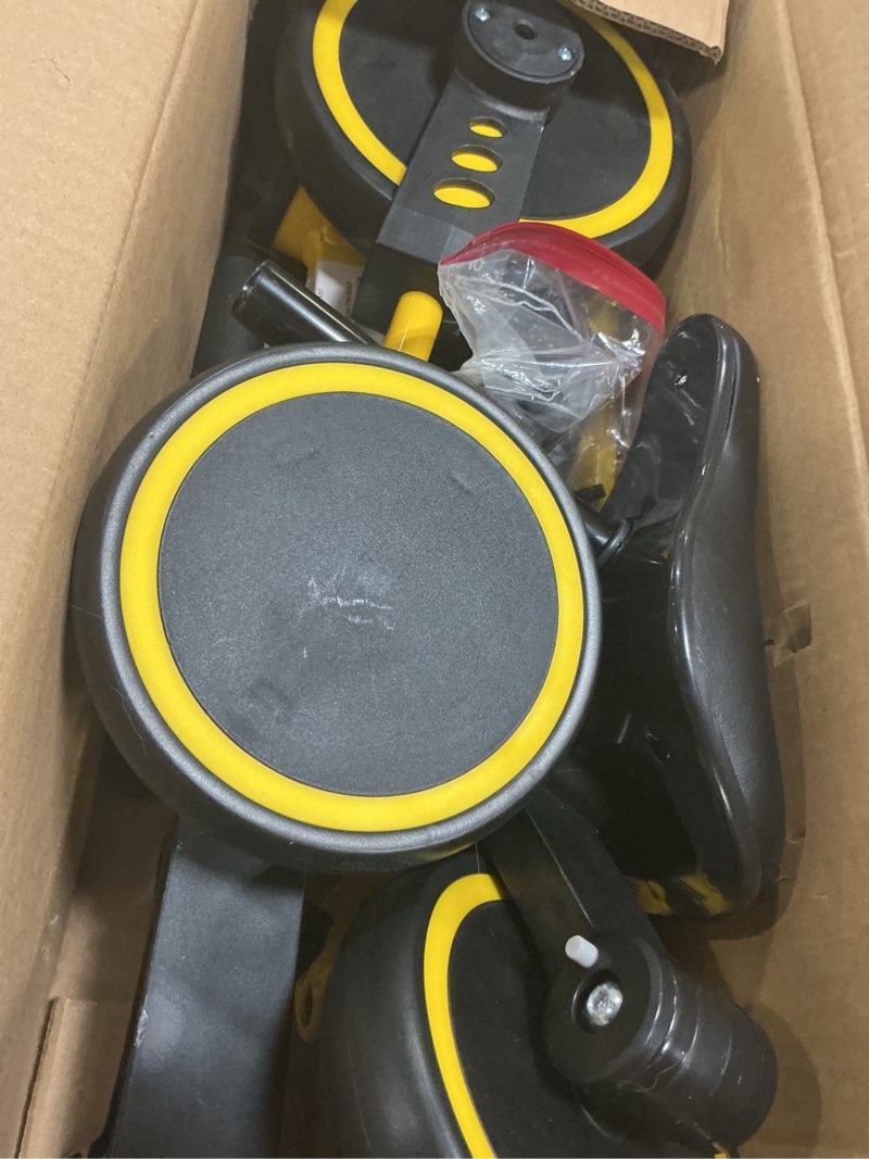 Condition photo showing As Is for tntants 4 in 1 toddler bike, kids tricycle for 1-5 years old, toddler tricycle for boy girl, baby balance bike with parent steering push handle, removable pedal, adjustable seat yellow