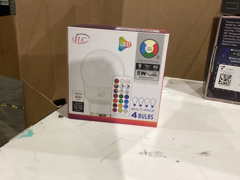 Condition photo showing New/Like New for ILC RGB LED Color Changing Light Bulb, 40W Equivalent, 450LM, 2700K Warm White 5W E26 Screw Base RGBW, Flood Light Bulb- 12 Color Choices - Timing Infrared Remote Control (4 Pack) 4 Count (Pack of 1)
