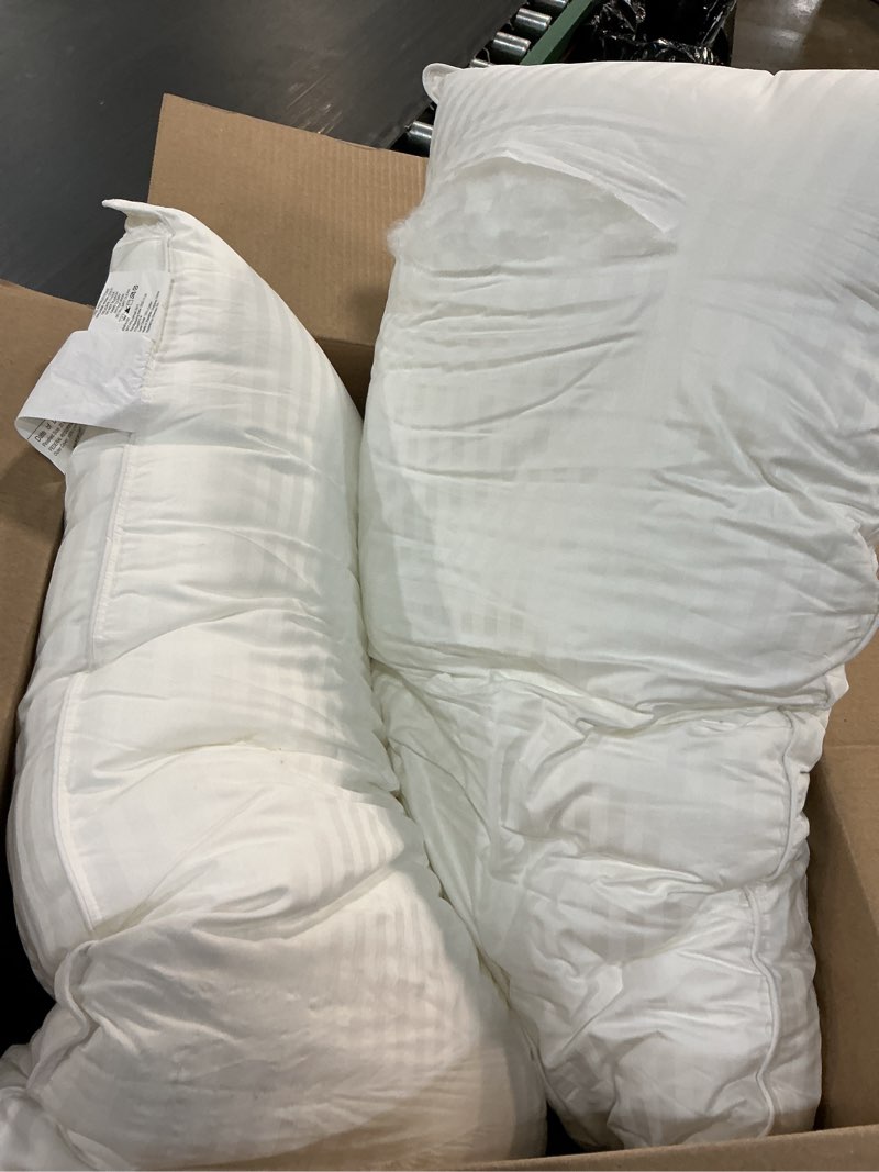 Condition photo showing As Is for beckham hotel collection bed pillows king size set of 2 | down alternative pillow for back, stomach or side sleepers king white