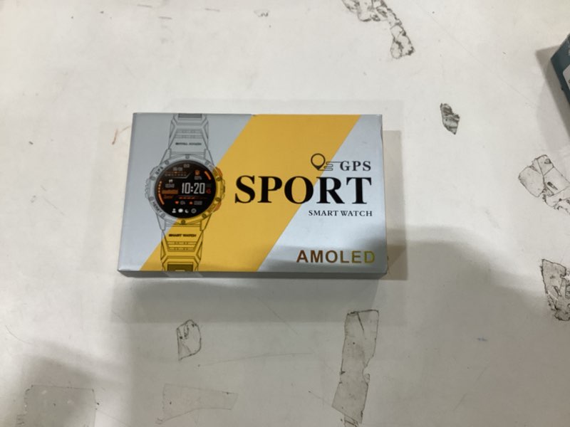 Condition photo showing New/Like New for Military Smart Watches Built-in GPS, 170+ Sport Modes for Men with Flashlight, Smartwatch for Android Phones and iPhone, 1.43" AMOLED Screen Bluetooth Call Compass Altimeter (Black & Orange (2 Bands))