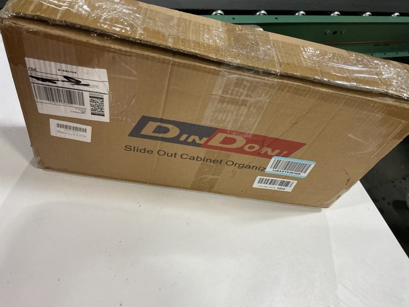 Condition photo showing New/Like New for DINDON Pull Out Cabinet Organizer for Pans, Cookie Sheet, Bakeware, Cutting Board, Slide Out Kitchen Cabinet Storage Organizer Rack, 10.5''W X 21"D X 7.5"H, Wood