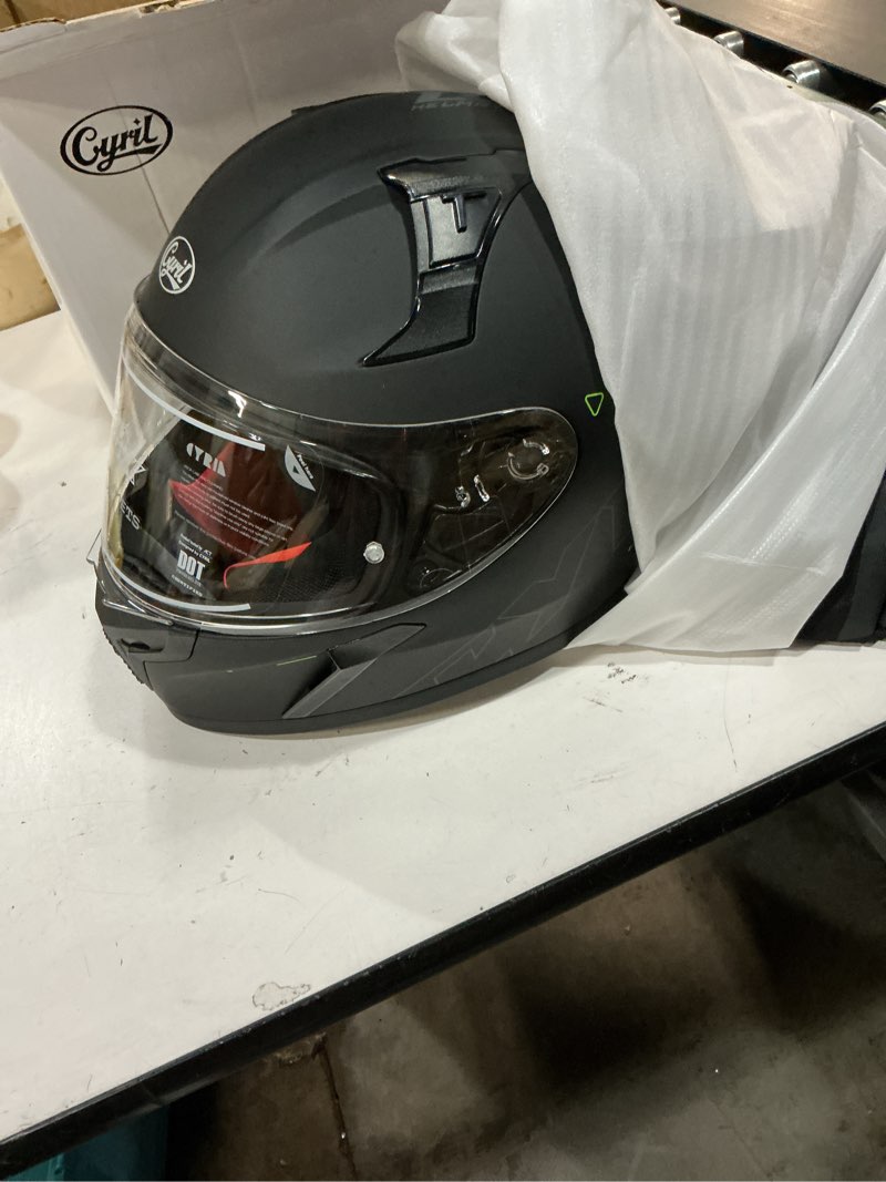 Condition photo showing Good Condition for cyril full face motorcycle helmet dot approved for adults men women, motorbike street bike racing helmet with tinted & extra clear tool-free swappable visors, includes storage bag matte black large