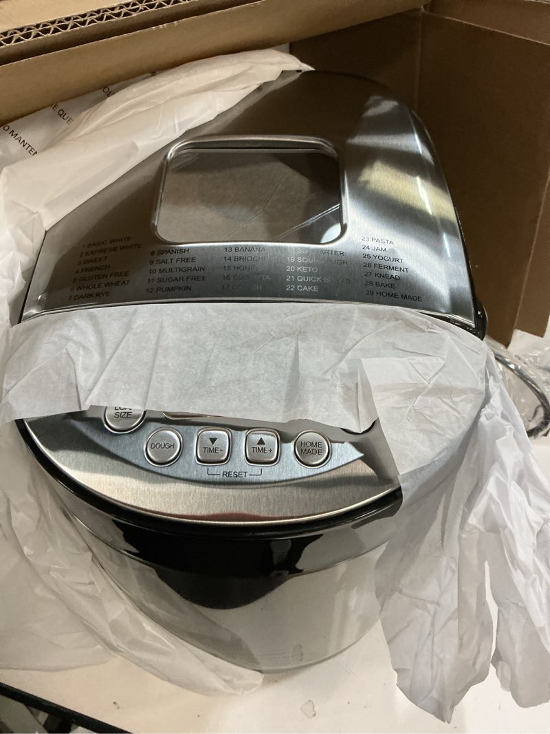 Condition photo showing Good Condition for KITCHENARM 29-in-1 SMART Bread Machine with Gluten Free Setting 2LB 1.5LB 1LB Bread Maker Machine with Homemade Cycle - Stainless Steel Breadmaker with Recipes Whole Wheat Bread Making Machine 29 Programs - 3 Loaf Sizes - 3 Crust Colors Stainless Steel