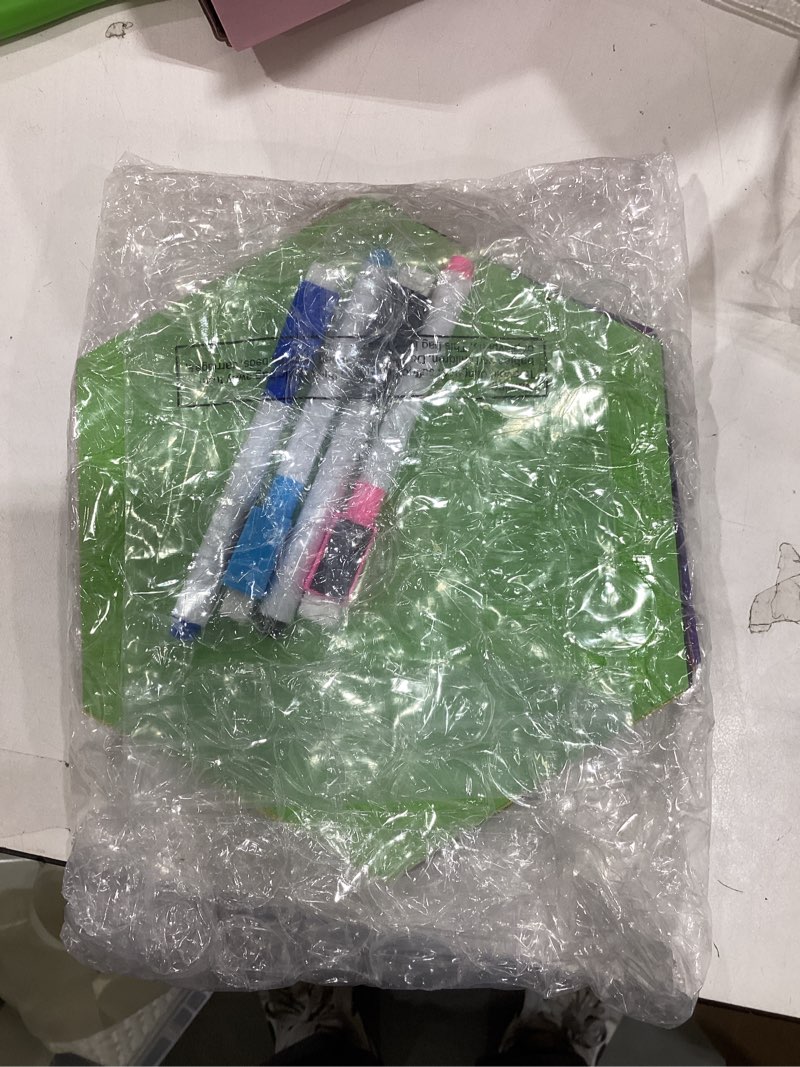 Condition photo showing New/Like New for Gueevin 12 Pcs Hexagon Shape Magnetic Dry Erase Board Set 8 Hexagon Small Erase Board Magnet with 4 Dry Marker for Teachers Students, School Classroom Activity Planning, Rainbow Colors