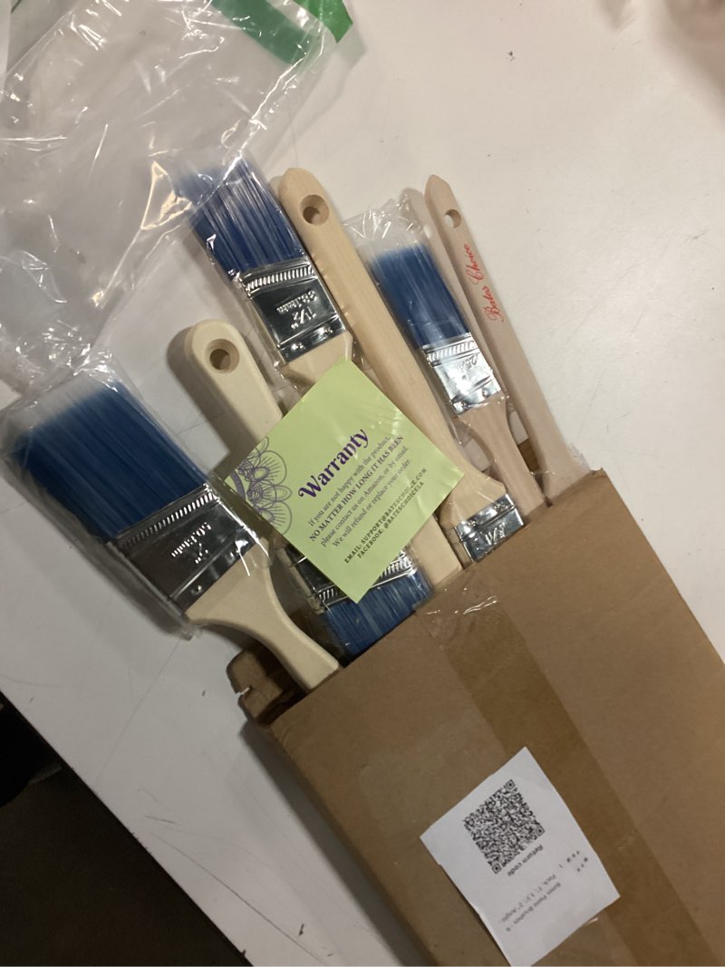 Condition photo showing New/Like New for Bates- Paint Brushes, 6 Pack, Treated Wood Handle, Paint Brushes for Walls, Stain, Furniture Wood Handle Angle/Flat 6 Pack, 1”, 1.5”, 2”, 2.5”