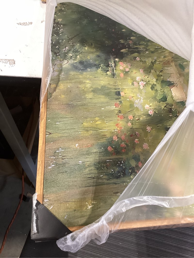 Condition photo showing Good Condition for fwiexa monet floral framed canvas wall art set, impressionist botanical garden wall decor, vintage ponds tree plant artwork, nature landscape prints, 20x40 inches pictures for for living room, bedroom oil painting garden 40"l x 20"w
