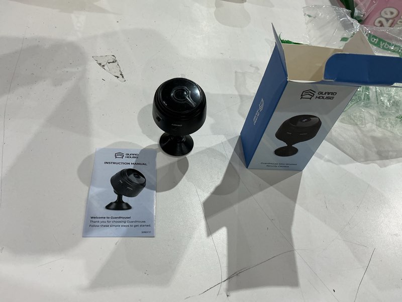 Condition photo showing As Is for guardhouse 1080p wireless security camera for home – mini indoor outdoor surveillance cam with motion detection, hd night vision and smartphone app | no monthly fees, easy setup, portable design