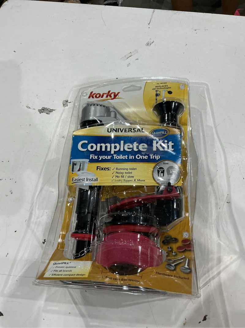 Condition photo showing As Is for quietfill platinum complete universal toilet repair kit