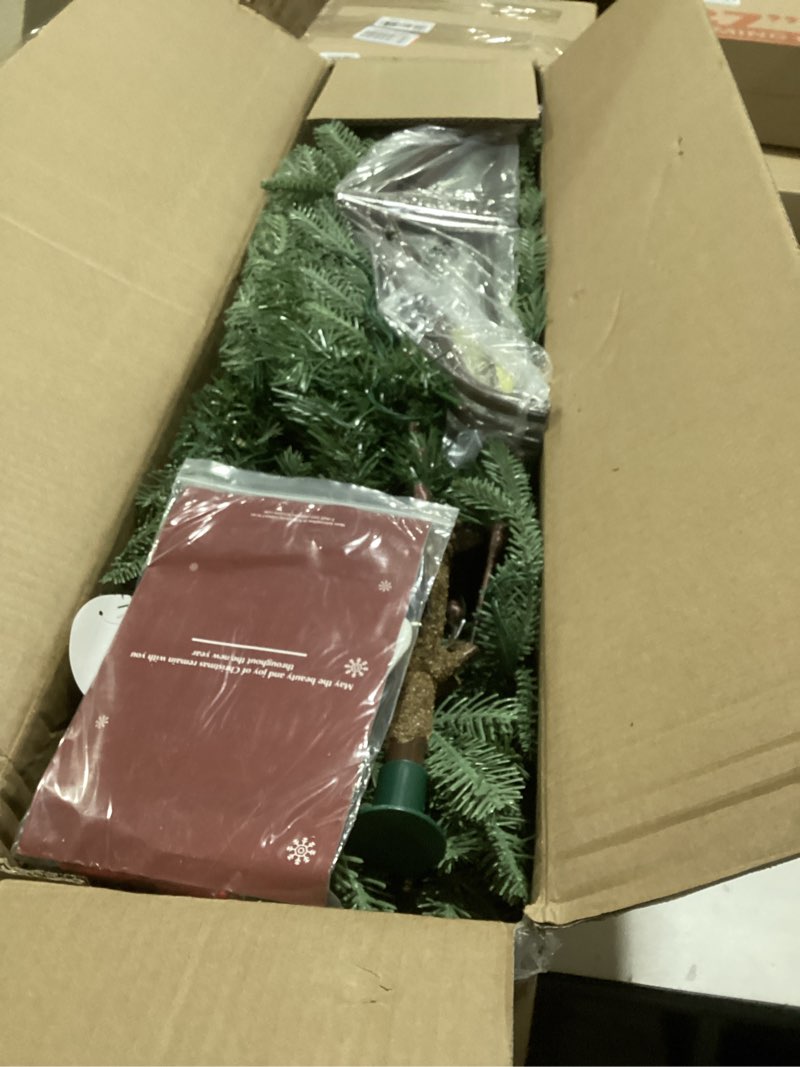 Condition photo showing As Is for 7FT Pre-lit Christmas Tree Fir with Remote Control, 650 Warm White Multi-Color Lights, Hinged/Feel Real/Realistic for Home, Holiday Decoration Dual Color LED Artificial Xmas Tree 7 Feet PE Color+Cleae Lights 7ft