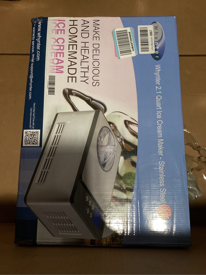 Condition photo showing Good Condition for whynter ice cream maker machine automatic 2.1 qt. with built-in compressor, lcd digital display & timer, no pre-freezing, icm-200ls, stainless steel 2.1 quart stainless steel