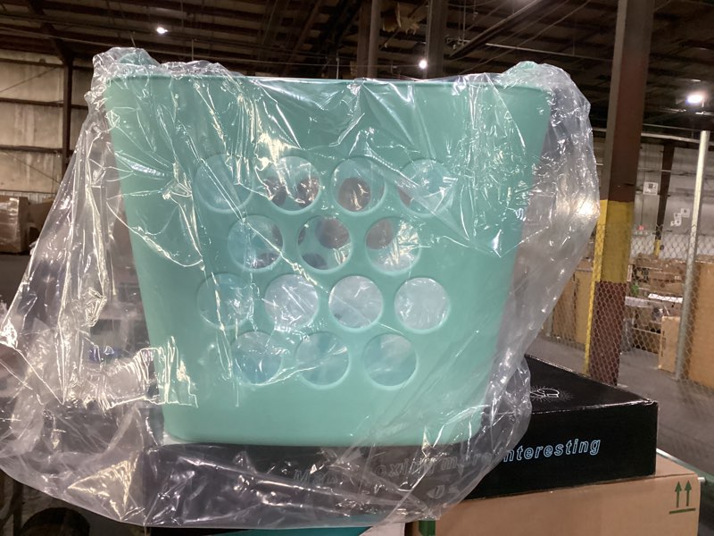 Condition photo showing Good Condition for Flexible Plastic Carry Laundry Basket Holder Square Storage Hamper with Side Handles (Green)