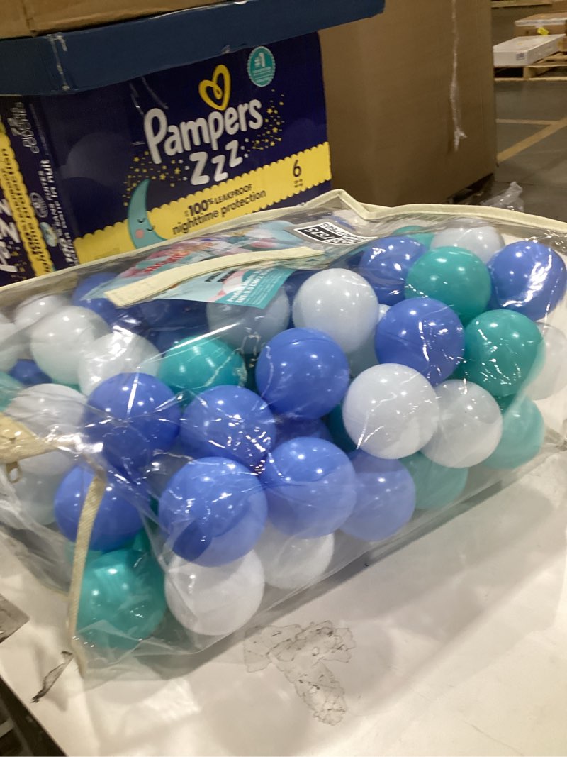 Condition photo showing Good Condition for MoonxHome Ball Pit Balls for Toddlers, BPA Free Crush Proof Plastic Toy Balls for Ball Pit, Children's Pool Water Toys, Macaron Ocean Balls for Play Tent 2.15 Inch Pack of 100 200 500 800 1000 M-green&blue 100
