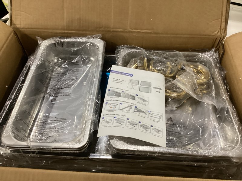 Condition photo showing Good Condition for similar to *****rovsun chafing dishes for buffet 4 pack, 9qt chafing dishes [elegant gold & silver] with rolled-edge design, catering chafer warmer set with folding frame for party wedding banquet