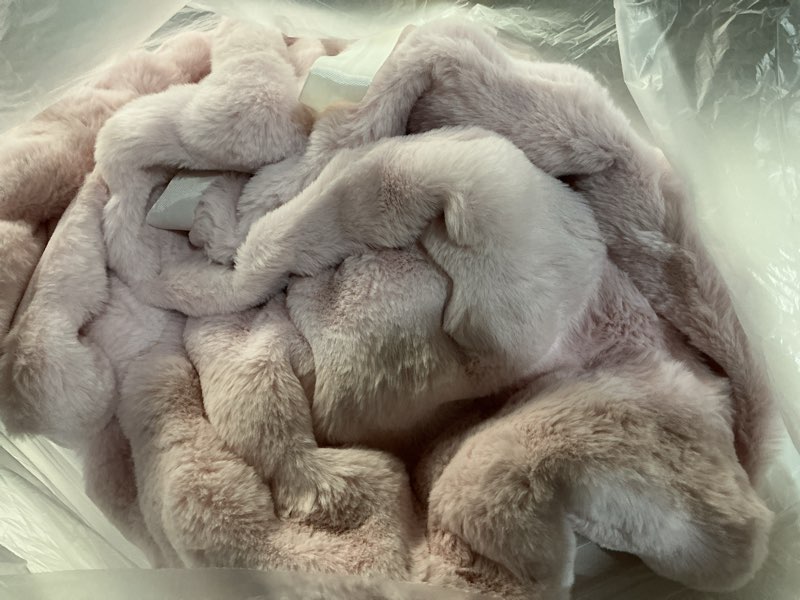 Condition photo showing Good Condition for joniyear decorative large soft bubble faux rabbit fur bed blanket full size 70\" x 80\",reversible cozy accent thick warm furry blanket for winter,lovely cute big washable fuzzy blankets for women, pink pink - 900 gsm full size - 70\" x 80\"