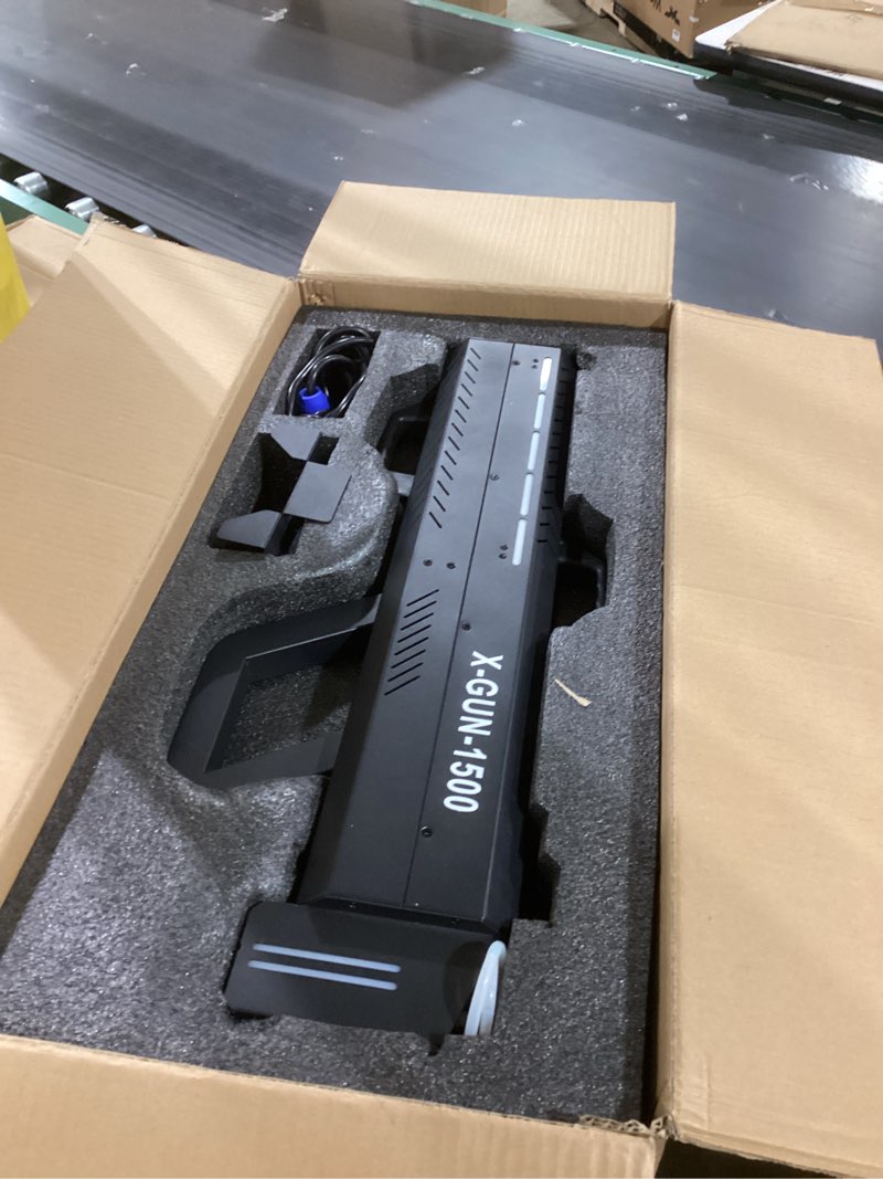 Condition photo showing As Is for Fog Gun1500W with Lights, Strip, Stand, Handheld Fog Machine Smoke Cannon for Parties, Halloween, DJ Events, and Stage Performances X-Gun