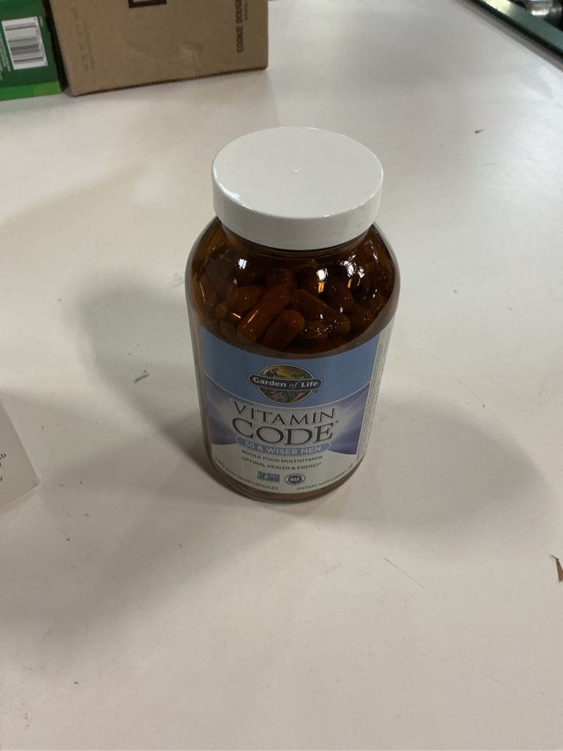 Condition photo showing New/Like New for Best by 05/26 Garden of Life Multivitamin for Men - Vitamin Code 50 & Wiser Men's Raw Whole Food Vitamin Supplement with Probiotics, Vegetarian, 240 Capsules 240 Count (Pack of 1)