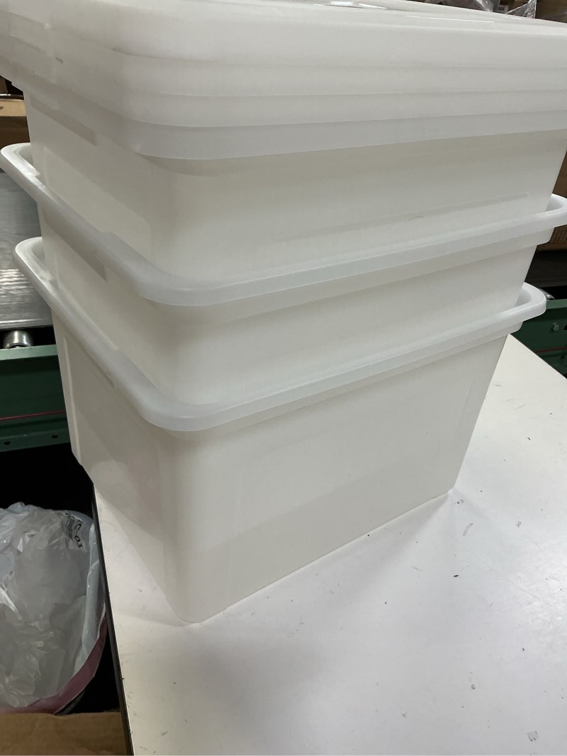 Condition photo showing Good Condition for iris usa file box file organizer plastic file box for letter/legal file  bpa-free plastic storage bin tote organizer with durable and secure latching lid  stackable and nestable  pearl 35 qt. 4pack