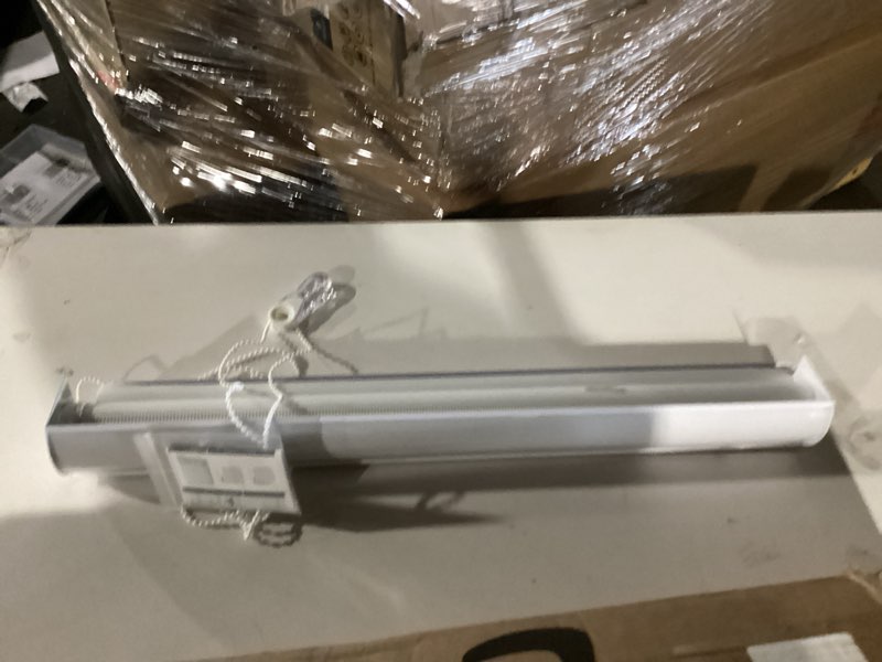 Condition photo showing Good Condition for zebra roller shades, dual layer roll up blind for living room, semi sheer shades window privacy light control for day and night, (maximum height 72inch, white color, width 28 inch) 28"w x 72"h white