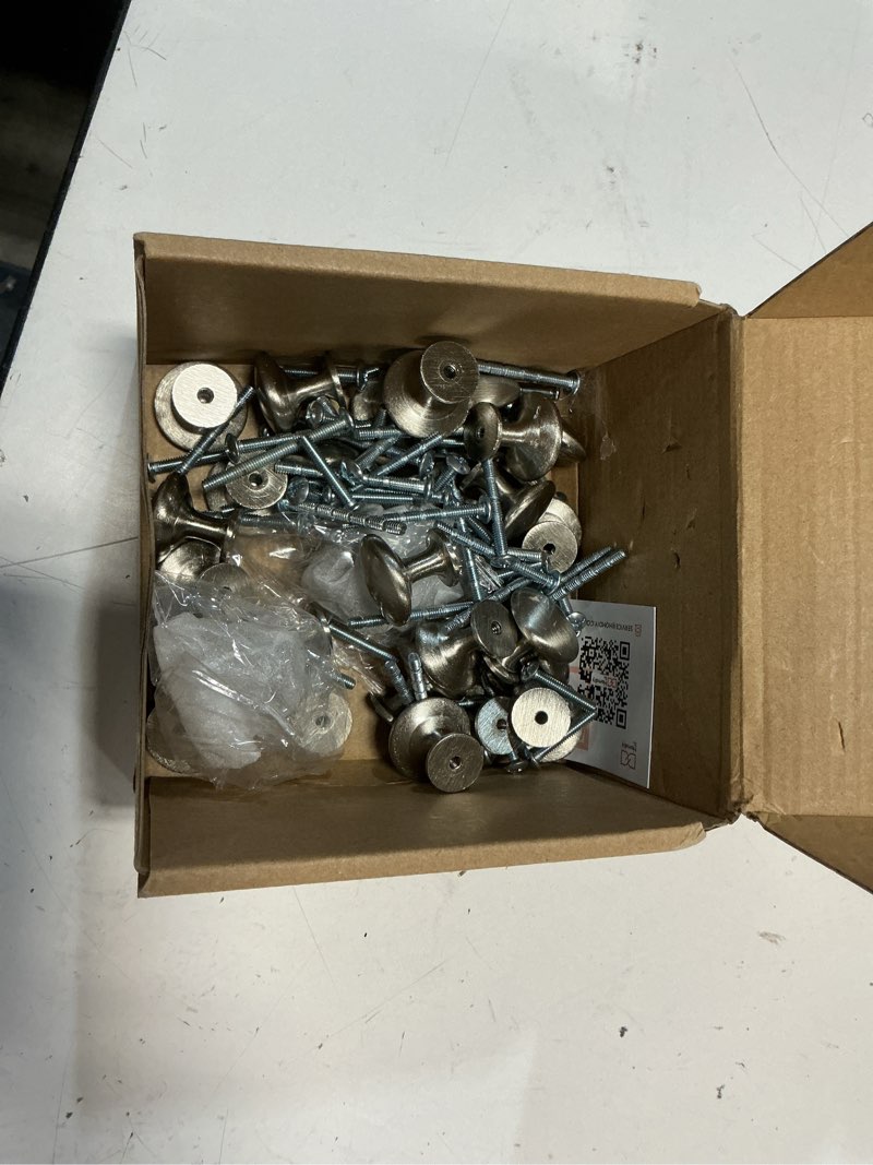 Condition photo showing As Is for homdiy 30 pack cabinet knobs brushed nickel drawer knobs - solid zinc alloy kitchen pulls modern cabinet hardware for dresser drawers 30 brushed satin nickel