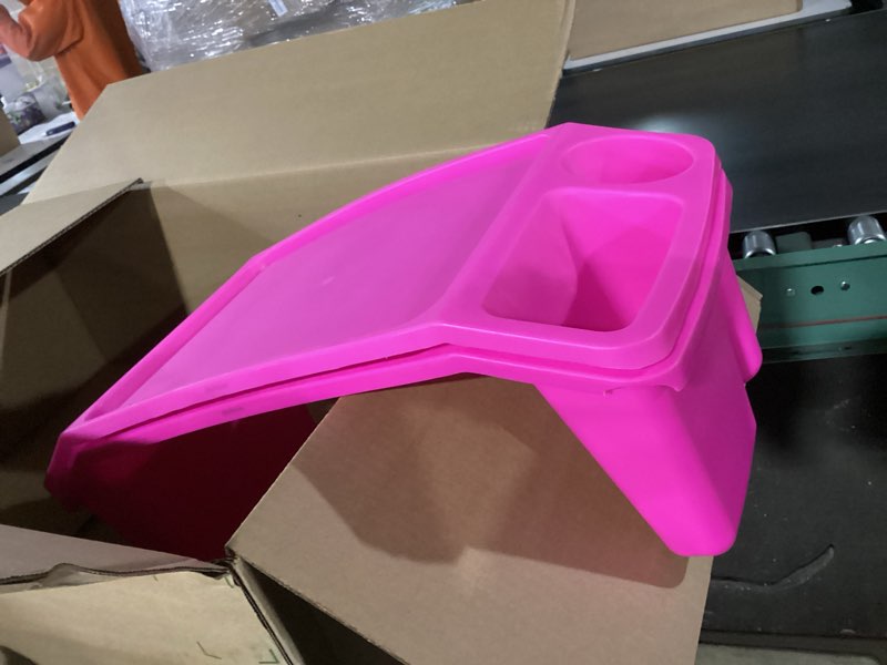 Condition photo showing As Is for Mind Reader Kids Lap Desk, Portable Activity Tray with Side Storage, Stackable Plastic Desk for Drawing, Snacks, Study, Set of 2, Pink