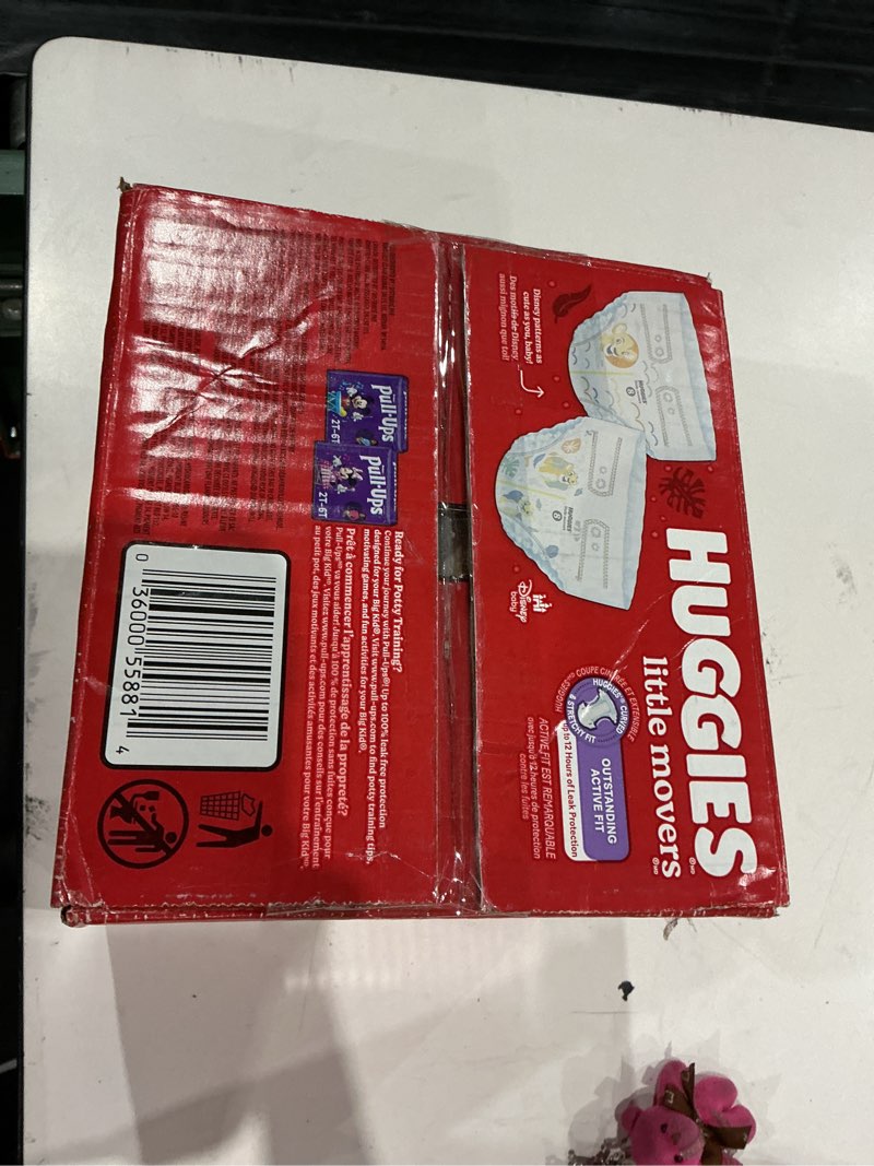 Condition photo showing New/Like New for huggies little movers size 6 diapers (38 ct)